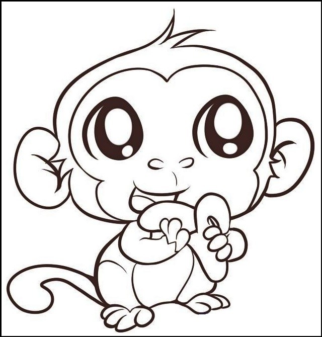 640x670 Monkey Coloring Pages Online A Fun Learning For Kids
