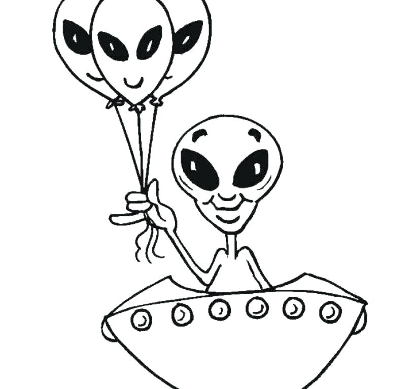 820x768 Alien Coloring Pages Alien Coloring Pages Cute With Balloon