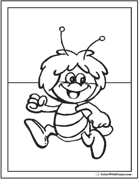 590x762 Bee Coloring Pages Hives, Flowers, And Honey