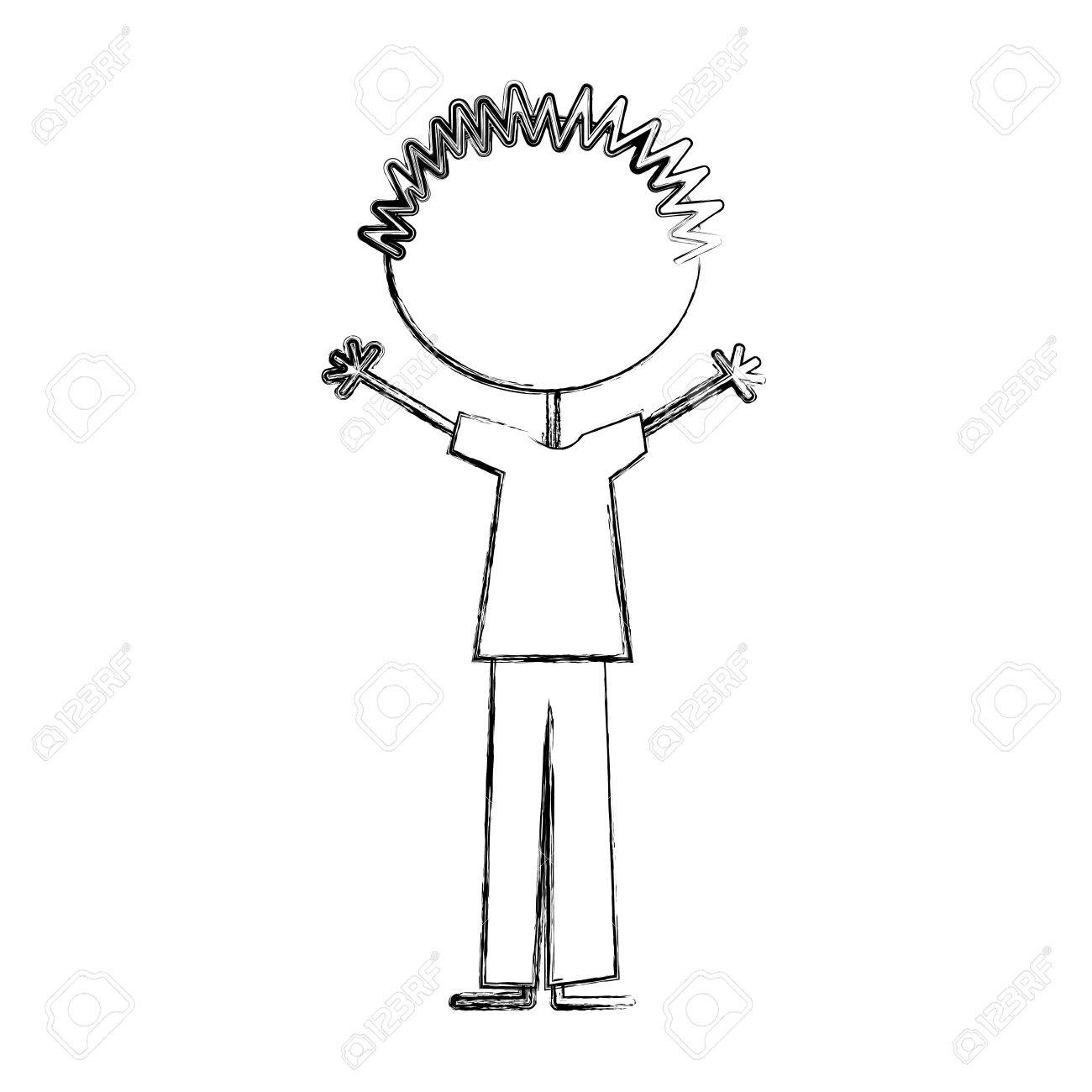 1300x1300 Cute Boy Drawing Icon Vector Illustration Design Royalty Free