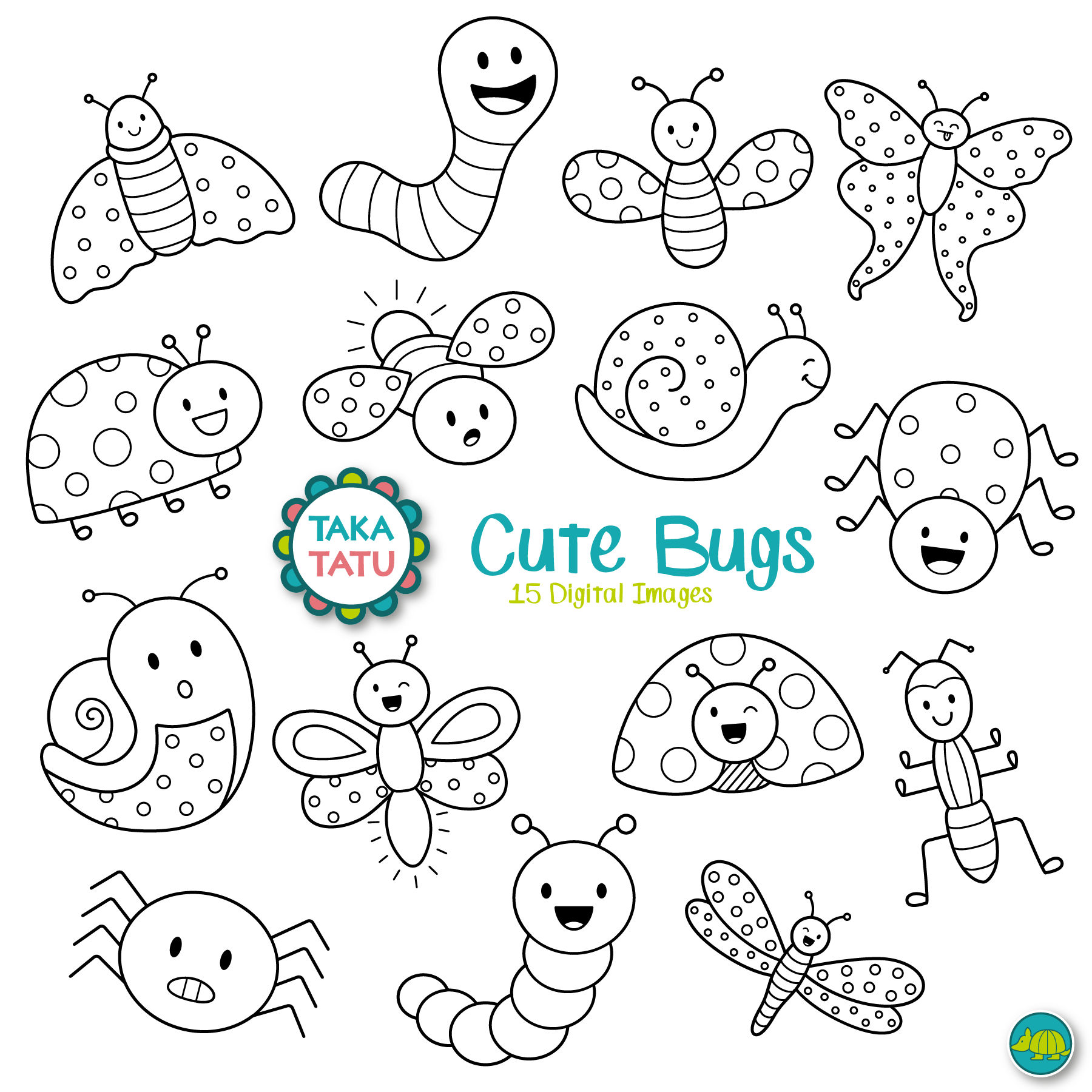 1800x1800 Cute Bugs Digital Stamp