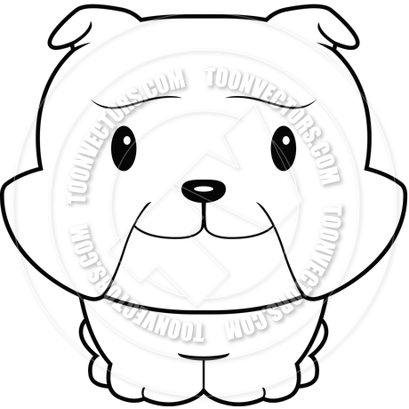460x460 Cute Baby Bulldog (Black And White Line Art) By Cory Thoman Toon