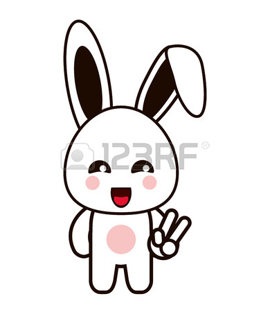 390x450 Cute Rabbit Vector Watercolor Hand Drawing Sketch Illustration