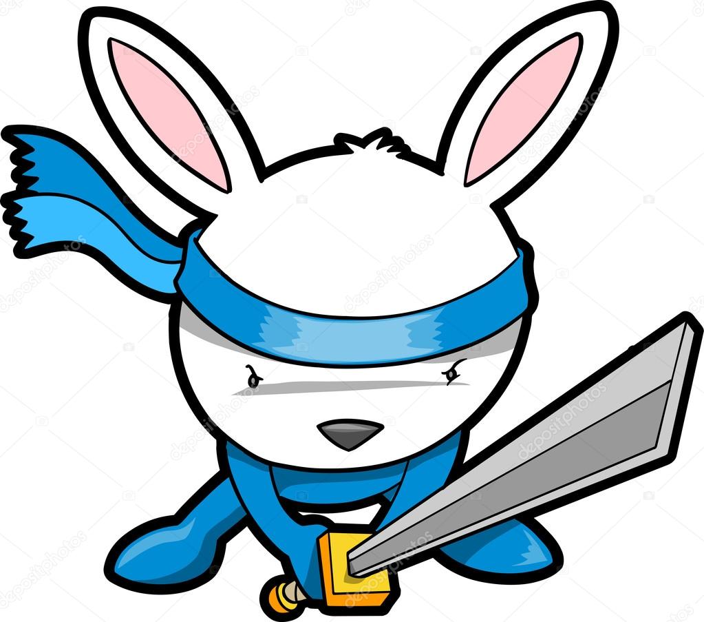 1023x903 Cute Bunny Rabbit Ninja Vector Stock Vector Misterelements
