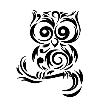 355x355 Tribal Cute Owl Silhouette 6 Vinyl Sticker Car Decal