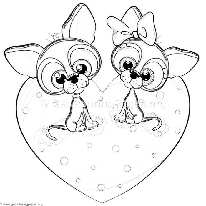 700x700 Cute Dog Couple And Heart Coloring Pages