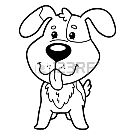 450x450 Cute Cartoon Dog Character For Children, Coloring Page. Royalty