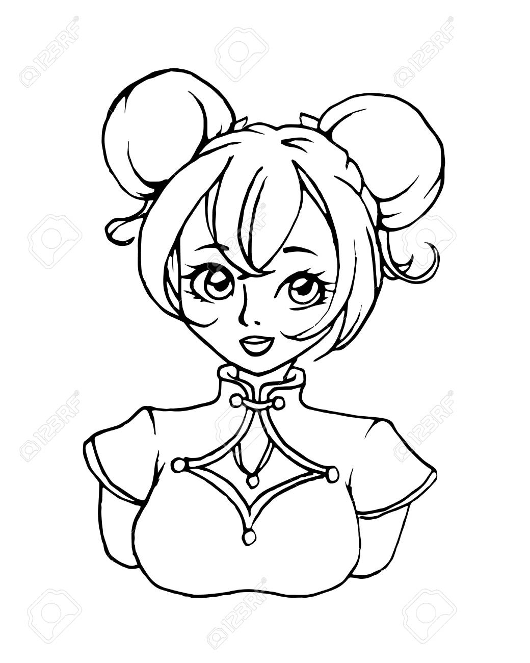 1040x1300 Cute Cartoon Girl. Coloring Book Page For Adults, Kids. Hand