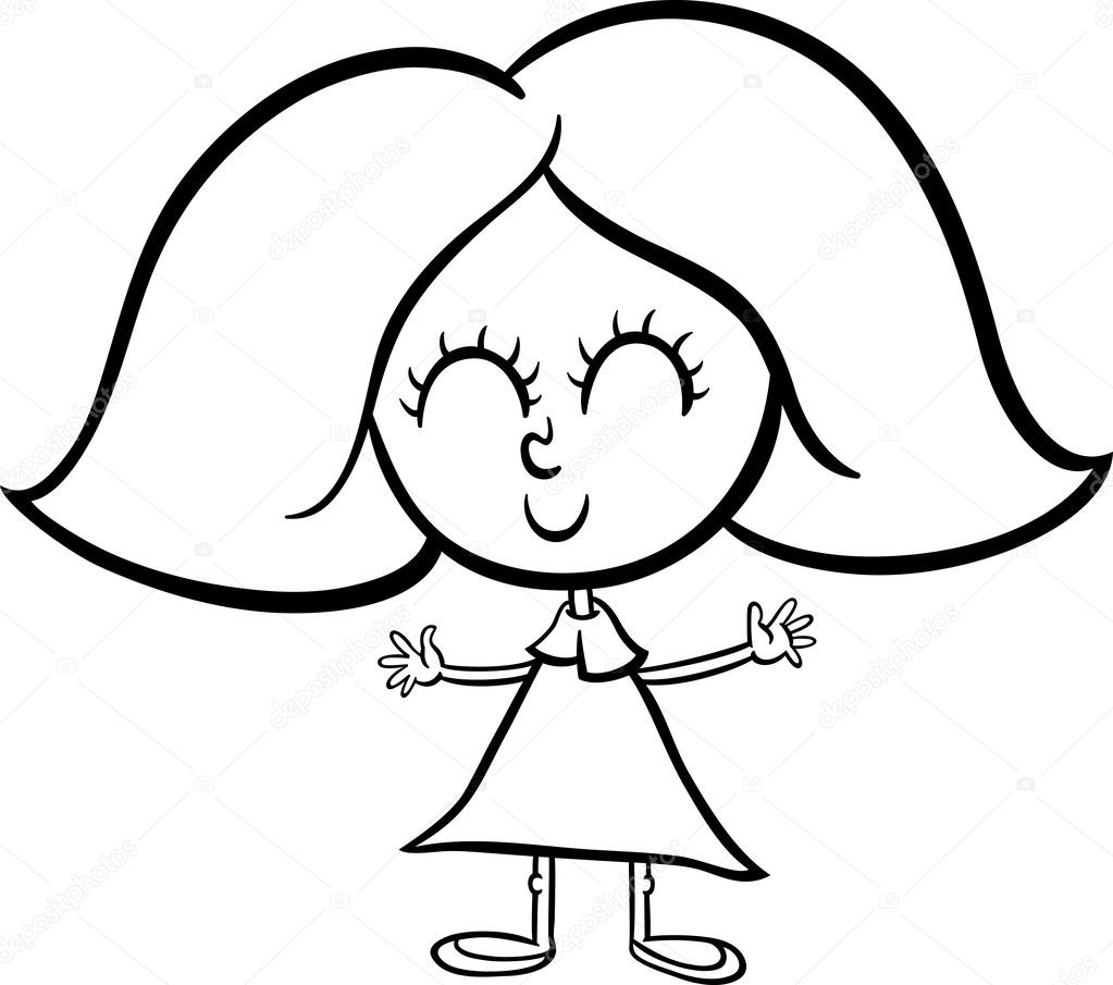 1023x905 Cute Girl Cartoon Coloring Page Stock Vector Izakowski