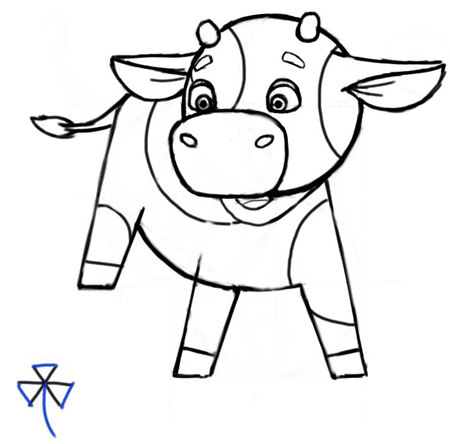 450x444 How To Draw Cute Cartoon Baby Cows With Step By Step Drawing