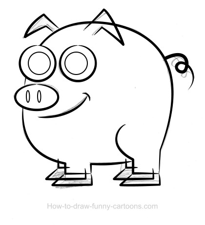 420x462 Pig Drawing (Sketching + Vector)