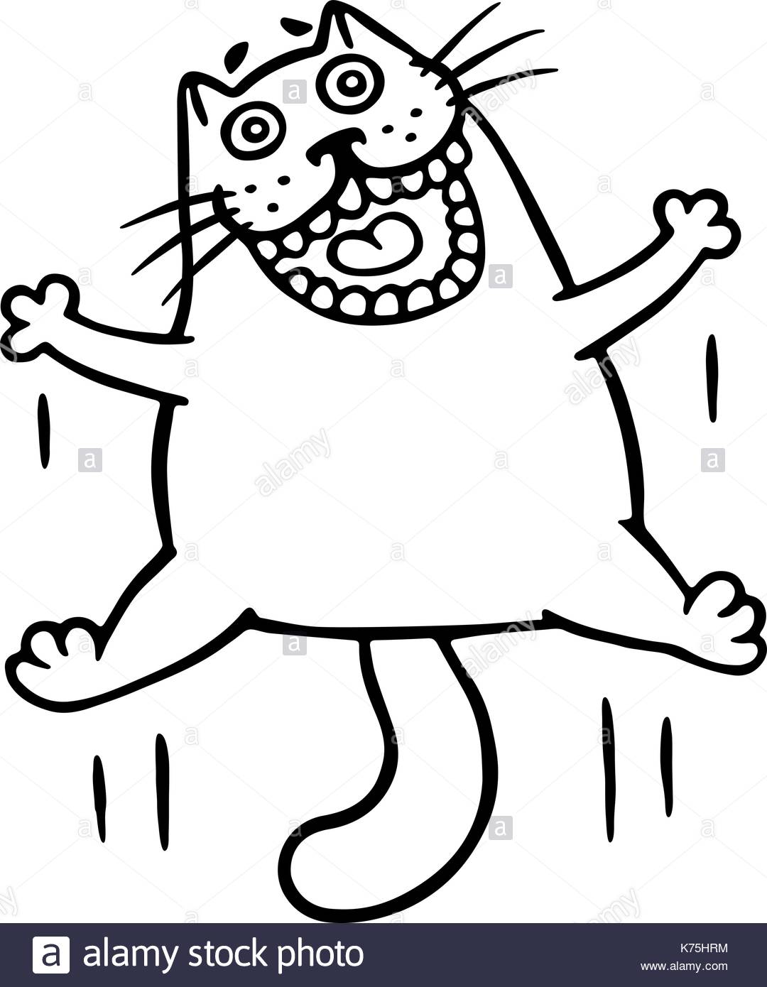 1080x1390 Cat Jumping For Joy. Funny Cartoon Cool Character. Contour