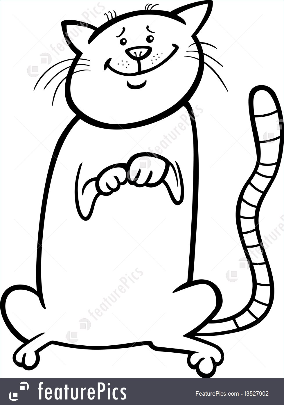 978x1392 Cute Cat Cartoon For Coloring Book Illustration