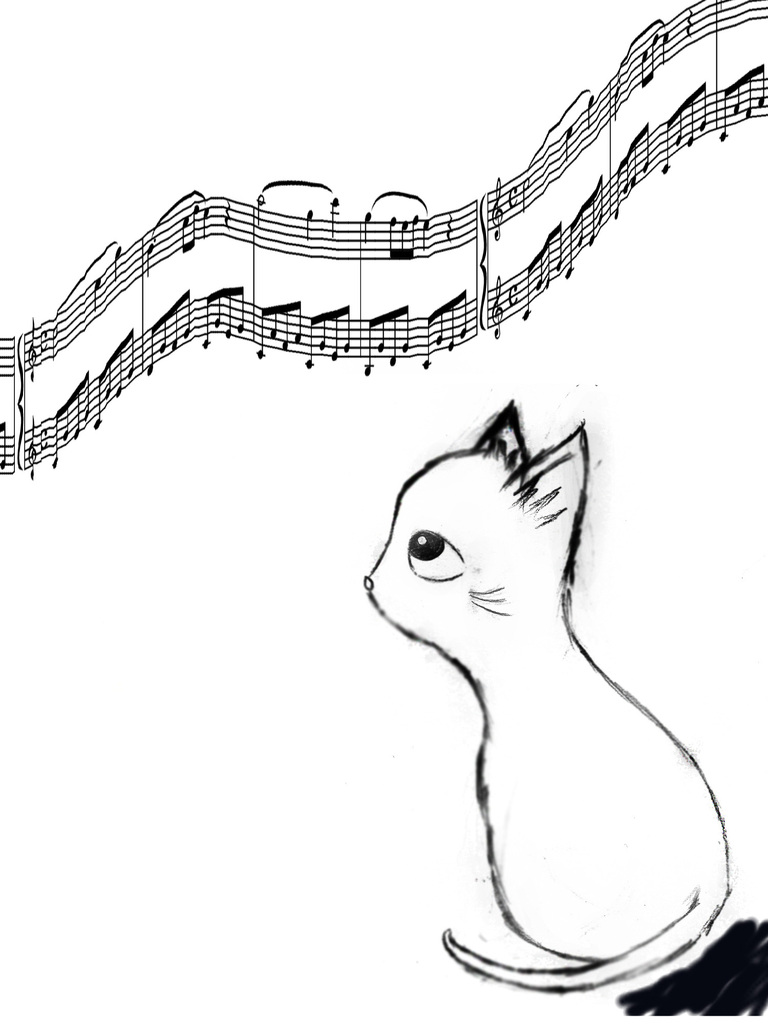 768x1024 Cute Cat Music By Xoxraynex