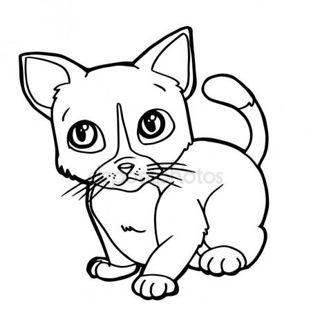 450x450 Cartoon Cute Cat Coloring Page Vector. Stock Vector Attaphongw