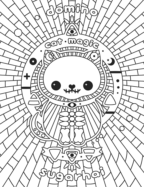 612x792 Cat Magic Coloring Page