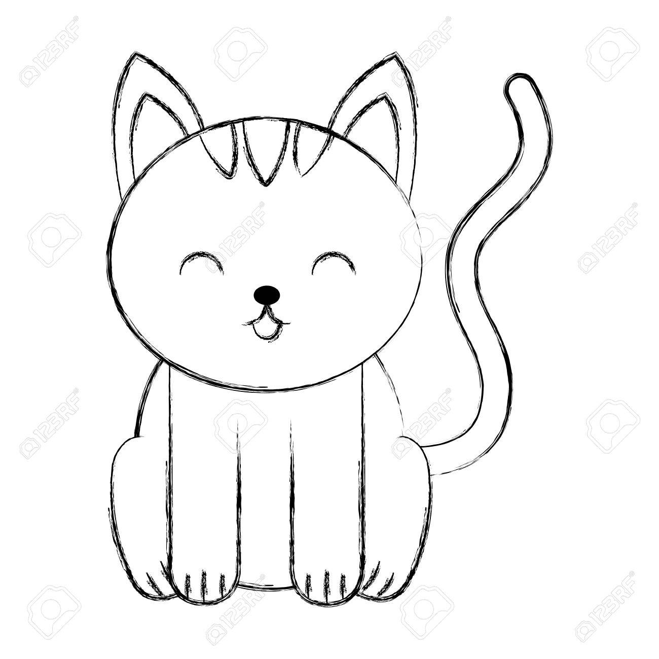1300x1300 Cute Sketch Draw Cat Cartoon Graphic Design Royalty Free Cliparts