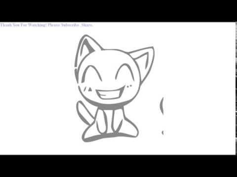 480x360 How To Draw A Cute Cat With Grin On Face