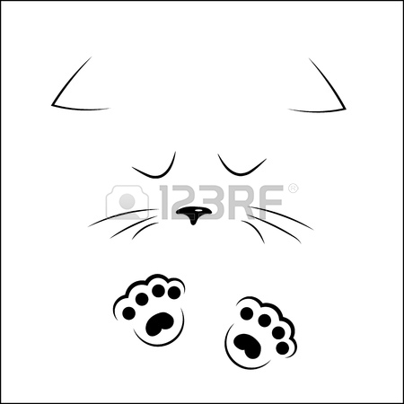 450x450 Vector Black White Outline Drawing Cute Sad Cat Crying