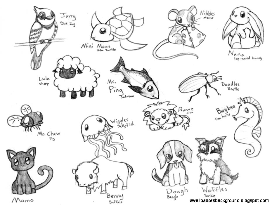 931x702 Cute Chibi Animal Drawings Wallpapers Background
