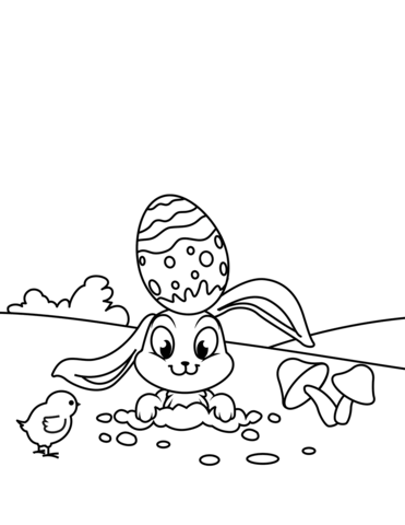 371x480 Cute Easter Chick And Rabbit Coloring Page Free Printable