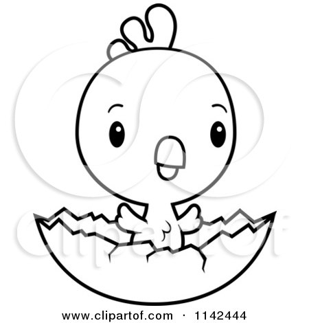 450x470 Cartoon Clipart Of A Black And White Cute Baby Rooster Chick