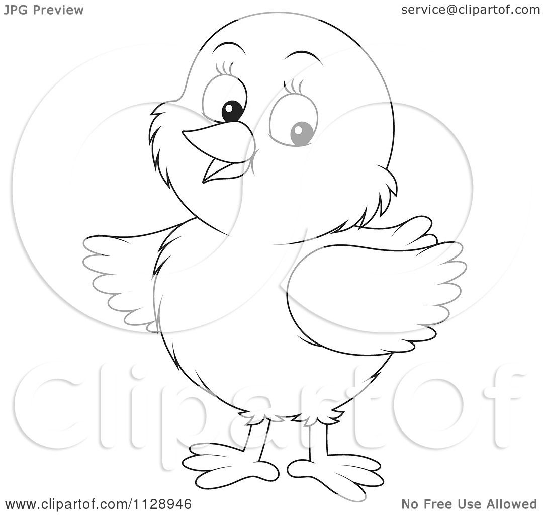 1080x1024 Cartoon Of An Outlined Cute Chick Looking To The Side