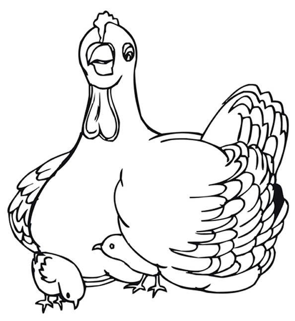 594x647 Mother Hen And Chicks Coloring Page Real Chicken Coloring Pages