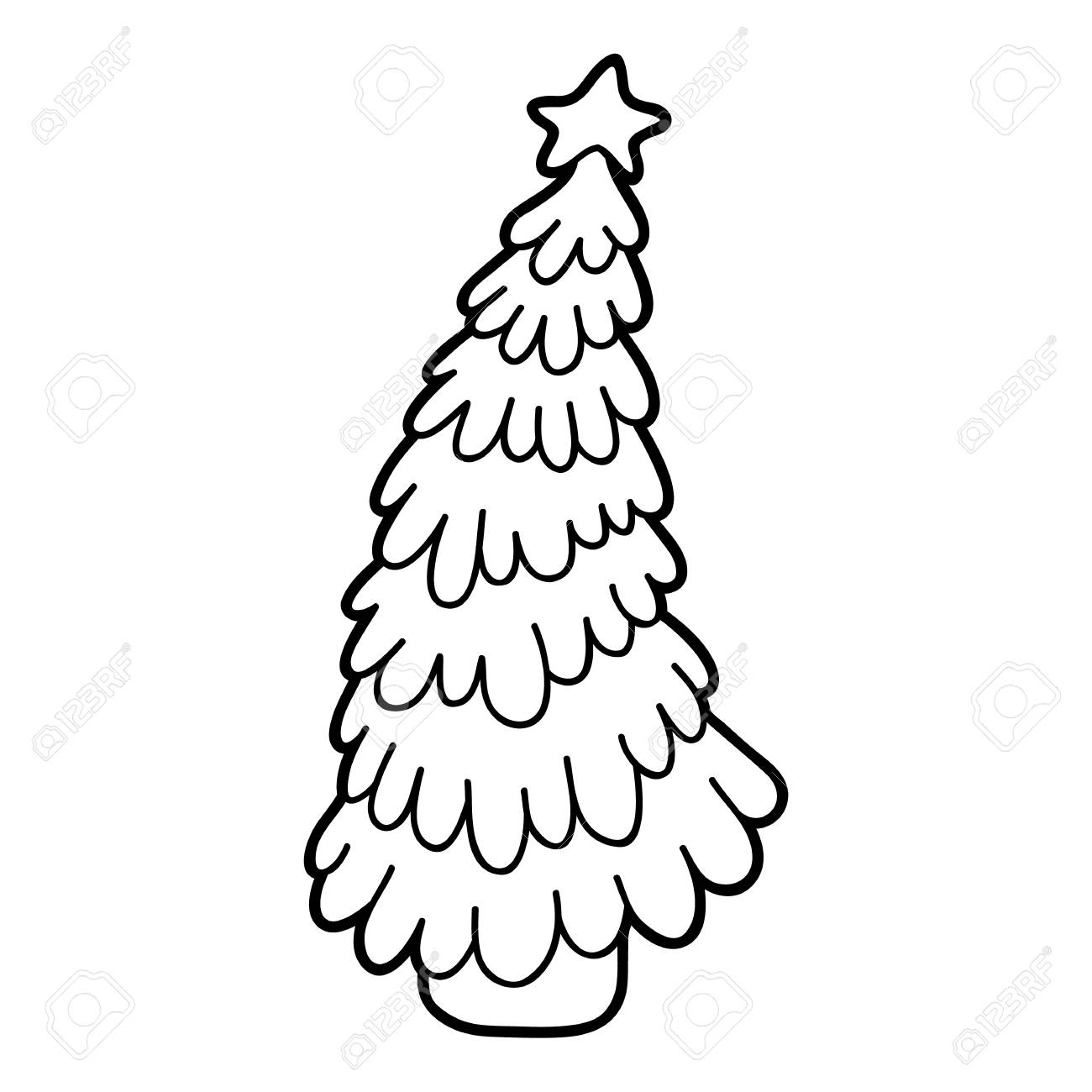 1300x1300 Vector Illustration Of Cute Cartoon Christmas Tree For Children