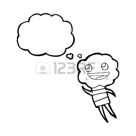 450x450 Freehand Drawn Thought Bubble Cartoon Cute Cloud Head Creature
