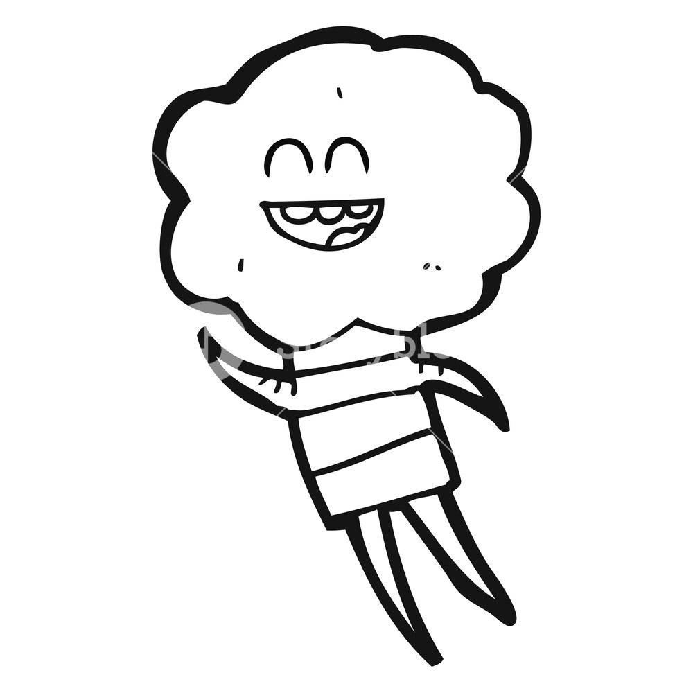 1000x1000 Freehand Drawn Black And White Cartoon Cute Cloud Head Creature