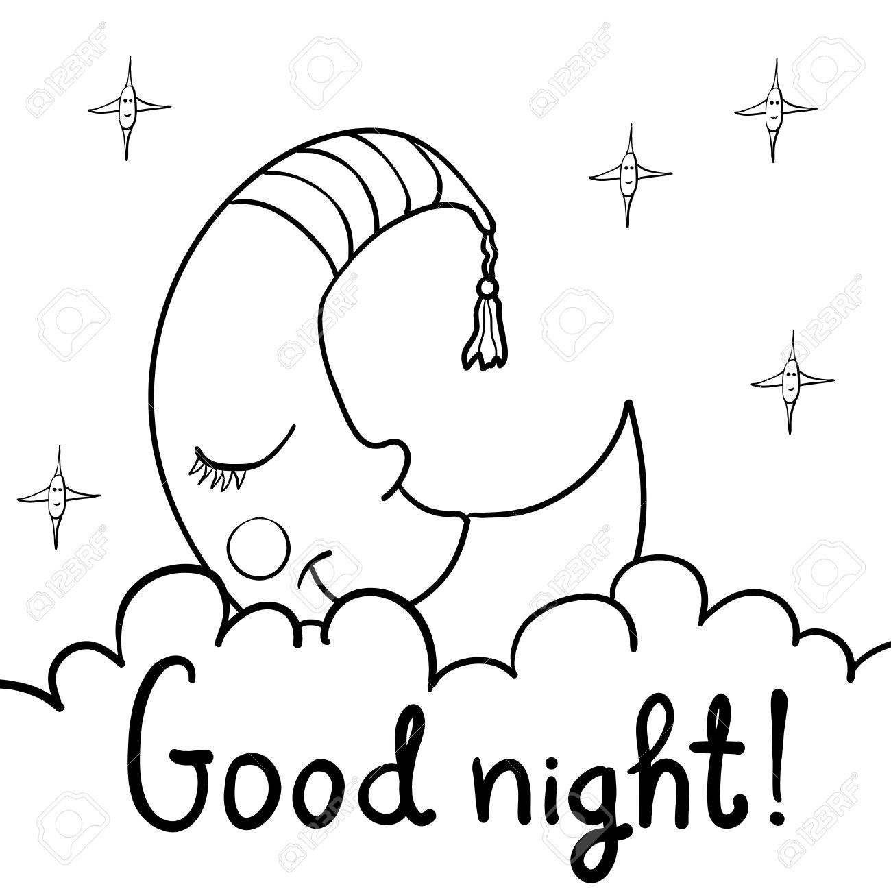 1300x1300 Cute Cartoon Demilune, Crescent, Moon With Face Sleeping On Fluffy