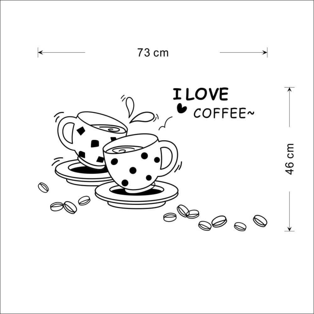 1000x1000 I Love Coffee Wall Decal Removable Cute Coffee Cup Wall Sticker