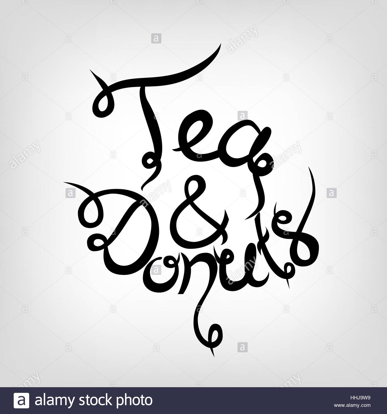 1300x1390 Vector Hand Drawn Cute Lettering. Coffee And Donuts Stock Vector