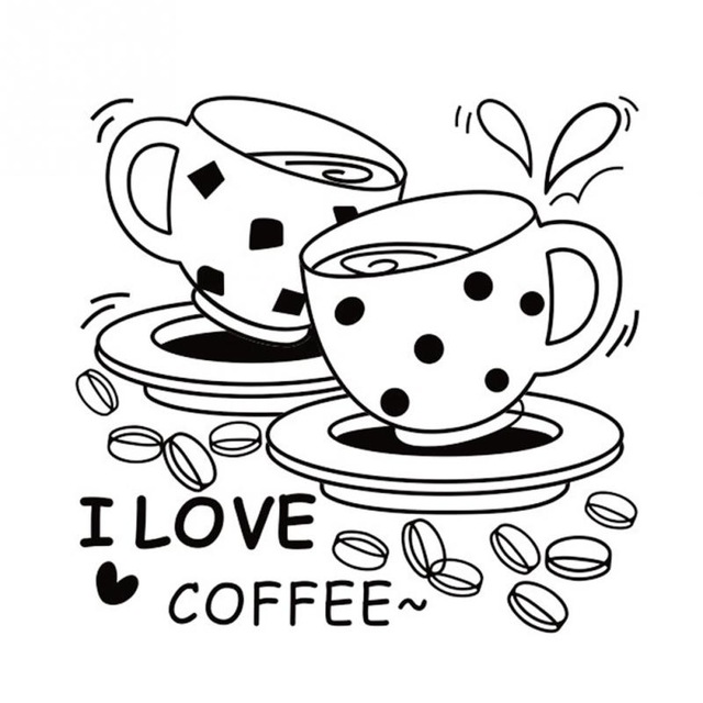 640x640 American Style I Love Coffee Wall Decal Cute Coffee Cup Wall