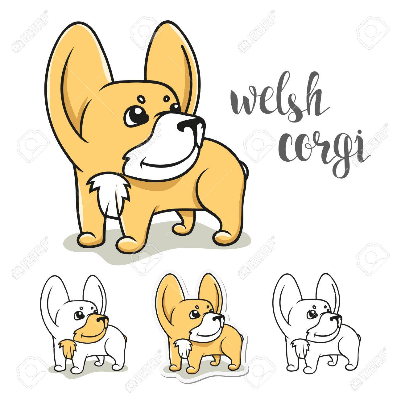 1300x1300 Dogs Characters. Doodle Dog. Sticker Dog Welsh Corgi. Funny