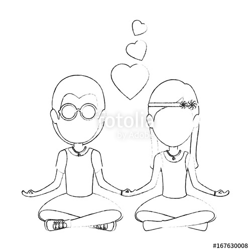 500x500 Hippie Cute Couple Cartoon Stock Image And Royalty Free Vector