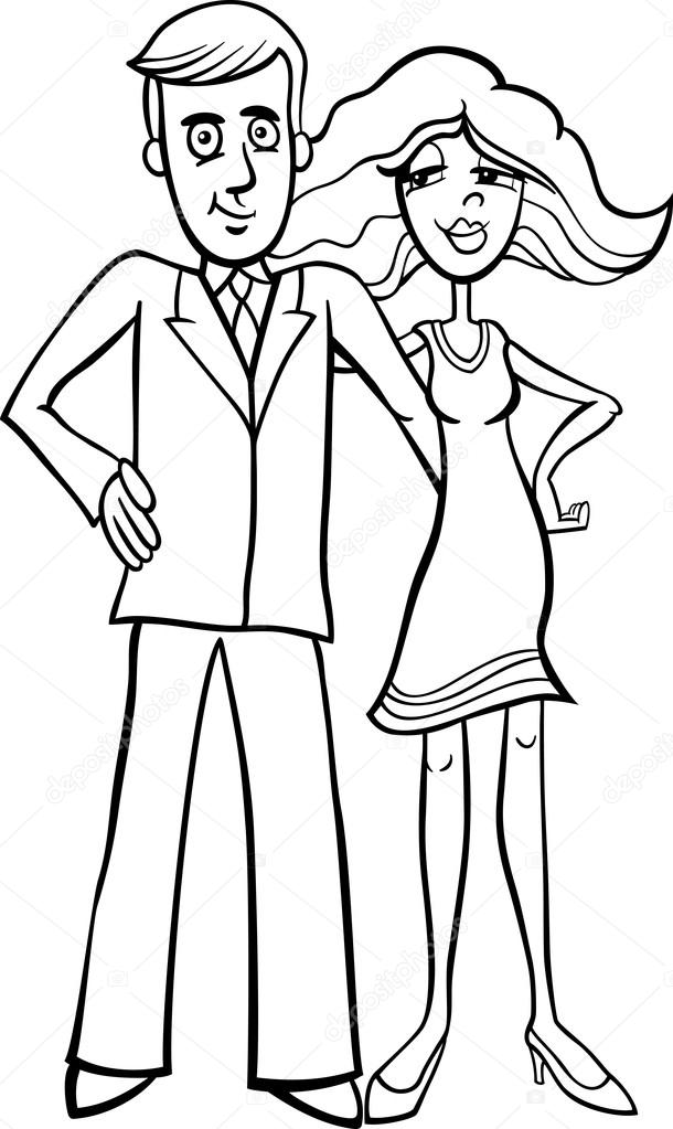 610x1023 Cute Couple Cartoon For Coloring Stock Vector Izakowski