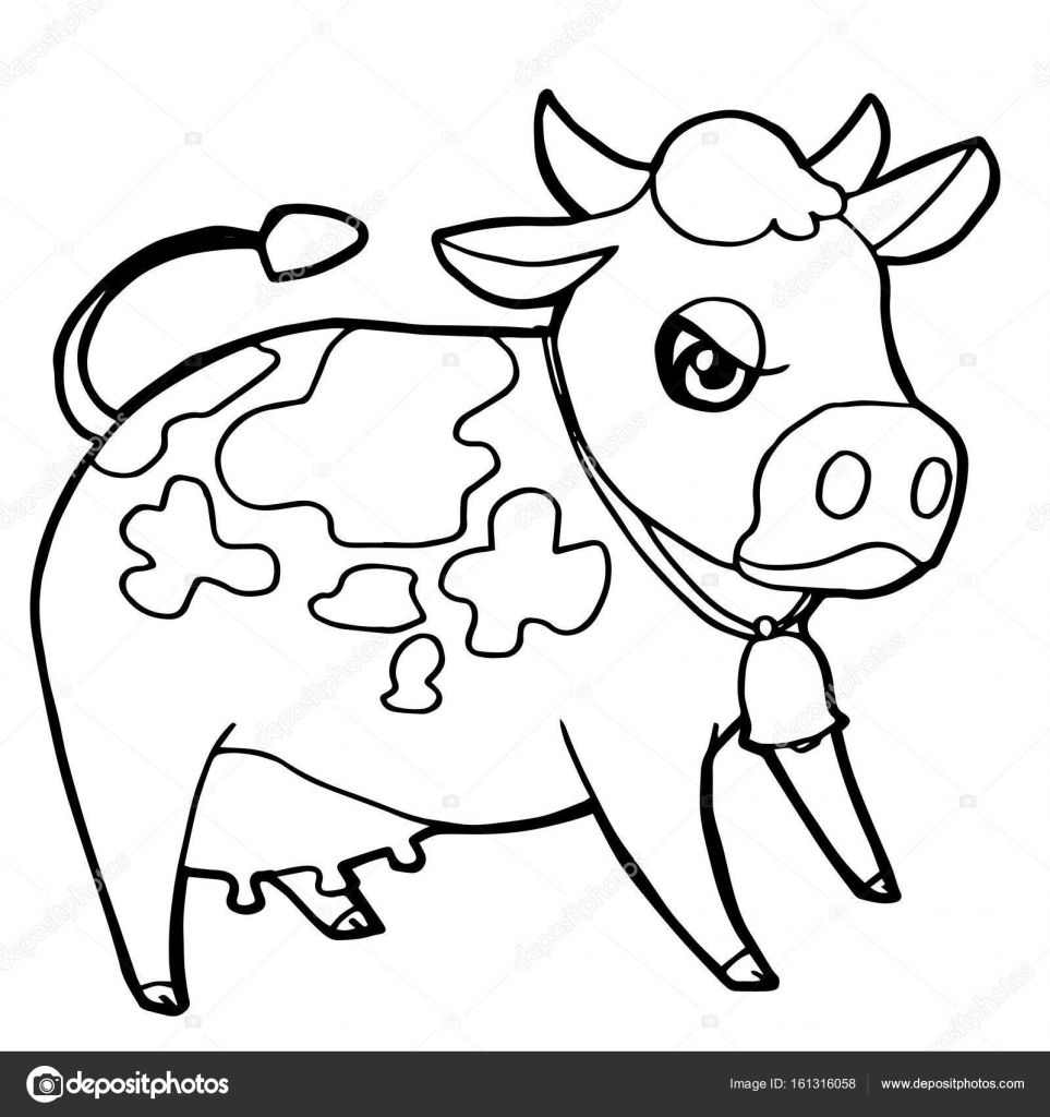 963x1024 Cartoon Cute Cattle Or Cow Coloring Page Vector. Stock Vector