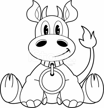 424x439 Colour In Cute Cow Template Stock Vector