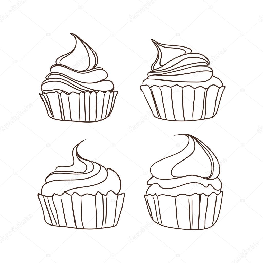 1024x1024 Cute Cupcakes Set Stock Vector O.ta