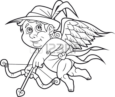 450x381 Cartoon Cute Cupid Flies In Search Of A Target Royalty Free