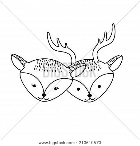 450x470 Line Cute Deer Head Animal Couple Vector Amp Photo Bigstock
