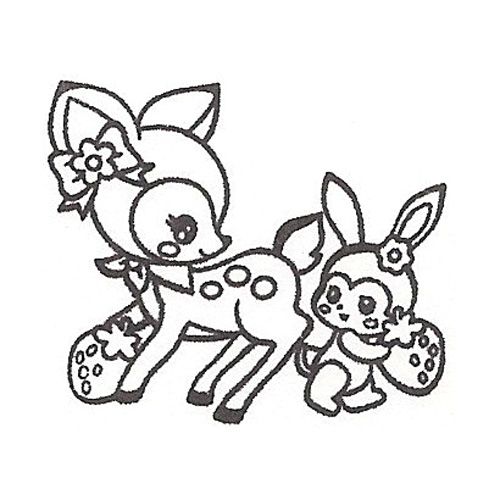 500x500 Cute Deer Stamp With Bunny Kawaii Japan