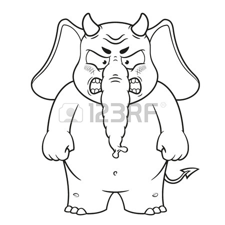 450x450 Elephant Cute Nick. Elephant. Character. The Evil Red Horns