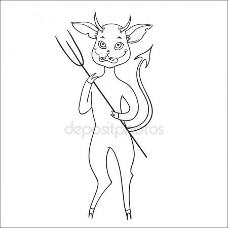 450x450 Little Cute Devil Holding A Pitchfork Stock Vector Agnessz