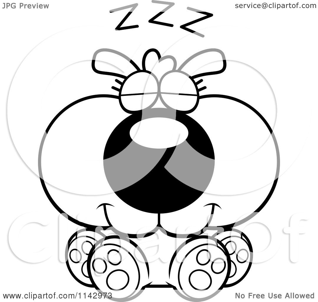 1080x1024 Cartoon Clipart Of A Black And White Cute Dog Sleeping