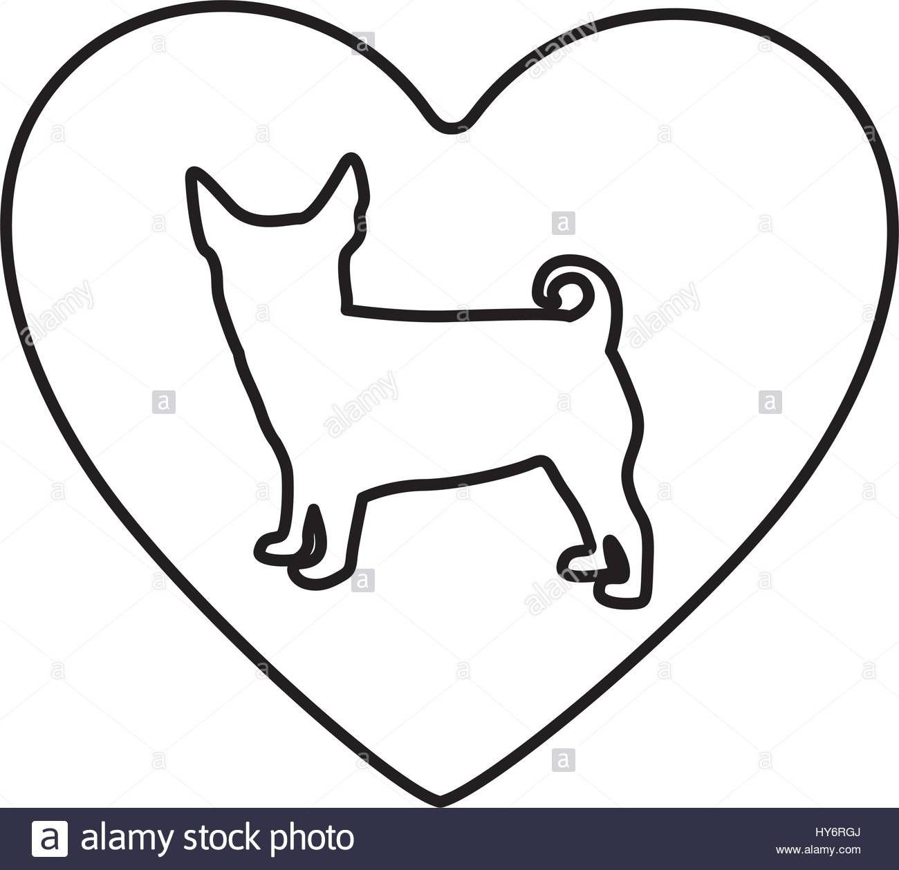 1300x1259 Cute Dog Animal Inside Line Heart Stock Vector Art Amp Illustration