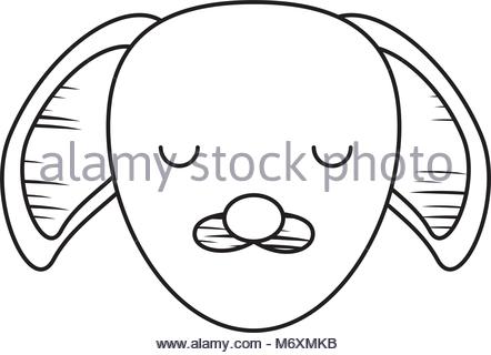 442x320 Dog Face Icon Over White Background. Black And White Design