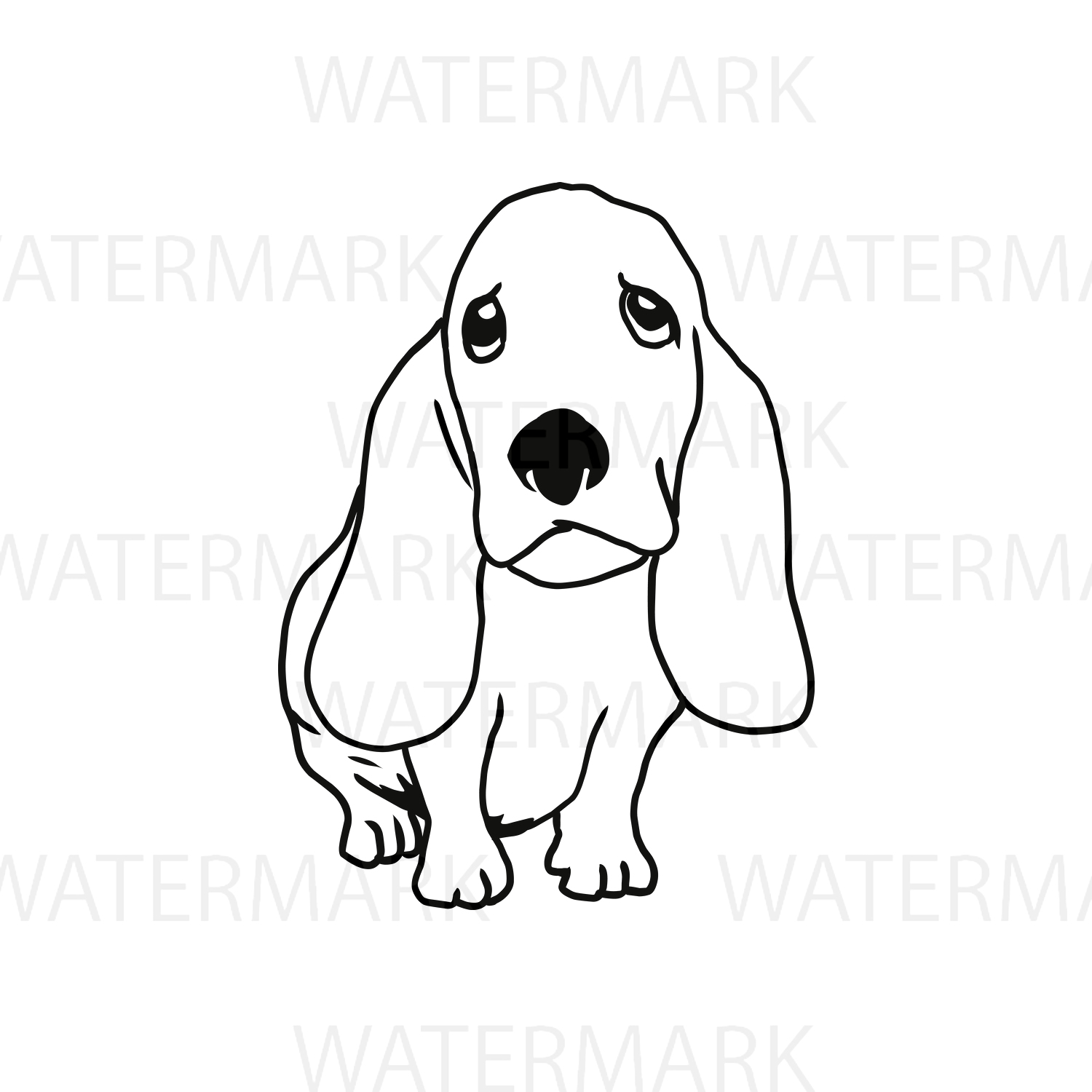 1500x1500 Cute Dogs C Basset Hound Outline